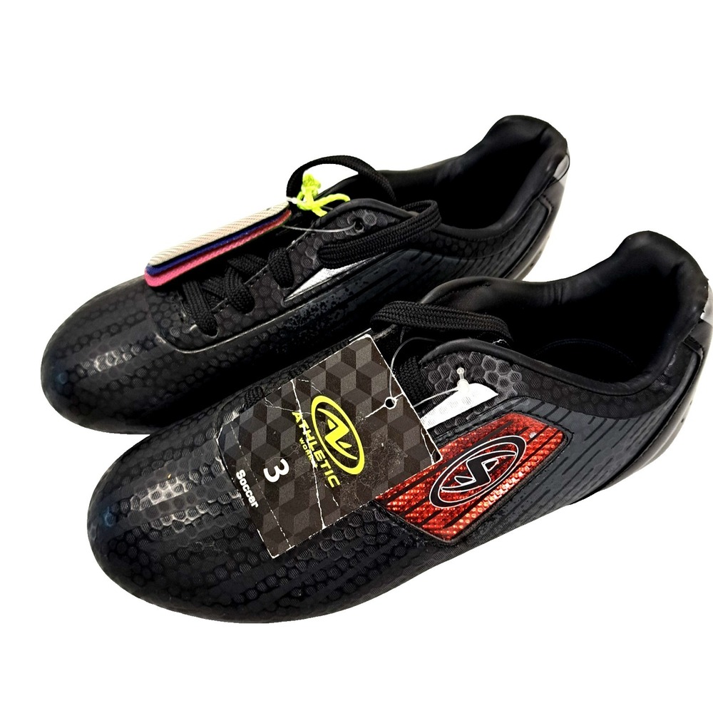 New Youth Size 3 Cleats Black w/ Interchangeable Inserts Soccer Shoes